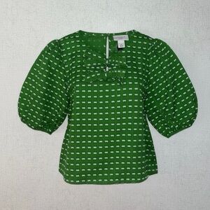 Kate Spade by Target Size XS Green With White Dots Puffy Sleeves